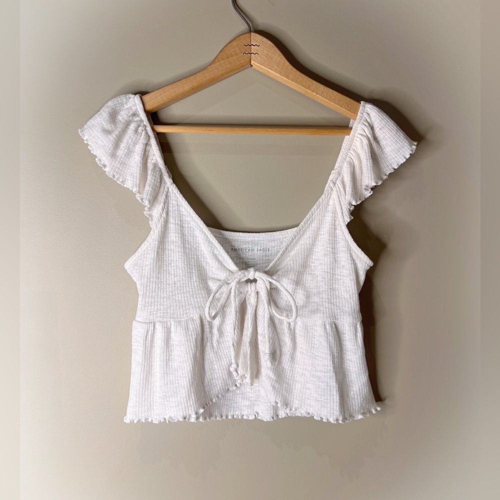 American Eagle Keyhole Ruffle Babydoll Crop Top
